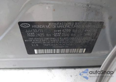 2012 Hyundai Sonata Gls from USA, damaged, VIN 5NPEB4AC4CH345877